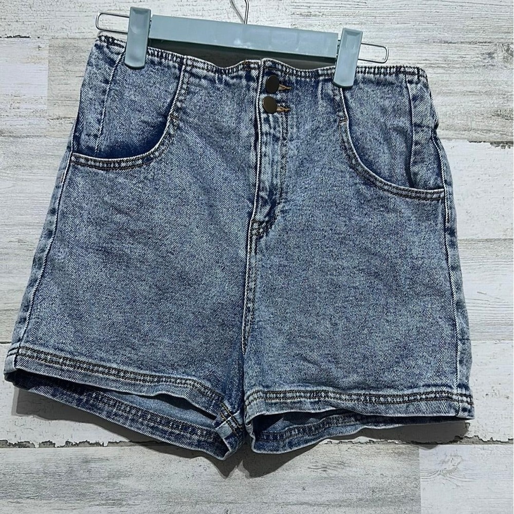 GB Girls Denim Shorts Girls 16 Blue Acid Wash High Waist EUC